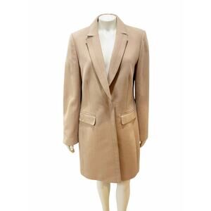 Banana Republic Melton Wool Buttoned Top Pea Coat Camel Sz 10
